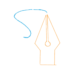 An orange pen drawing a blue line — when we talk about content, we often think of written content, but the meaning of content is much broader than that.