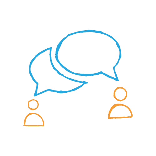 business-to-business advertising — two people talking