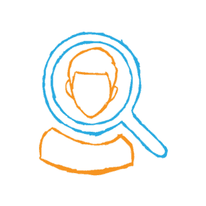 A person's silhouette underneath a magnifying glass — finding your target audience can be difficult, but the payoff is worth it.