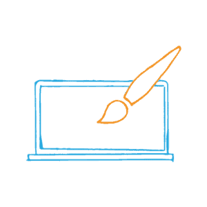 How to Choose a Website — A blue laptop with an orange paintbrush