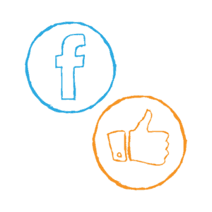 The Facebook logo in a circle and the Facebook "Like" icon in a circle. Trying to get "likes" on Facebook is a waste of time.