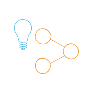 A light bulb in blue and three connected dots — Social Media Marketing for Manufacturing Businesses