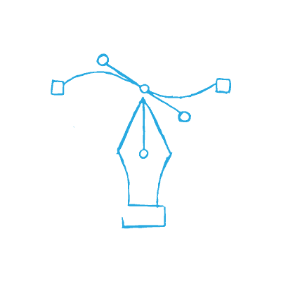 The pen tool icon from Illustrator with a vector line being curved — there are many different programs you can you use for logo design: Here are our tips on how to work with a professional designer.