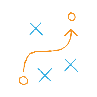 Marketing strategy and marketing tactics — football strategy outlined with circles and x's