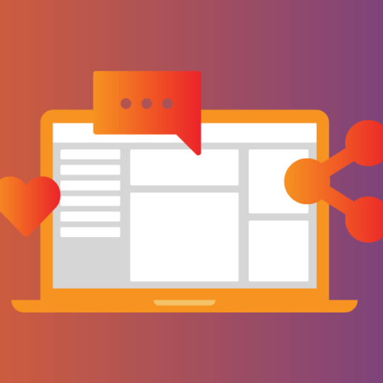 When it comes to social media, engagement is far more important than pumping up your follower count. This image of a computer screen with various social media icons surrounding it reminds us that creating connections is what social media is really all about.