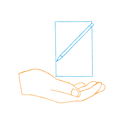 What is content marketing? Hand holding a gift of paper and pen.