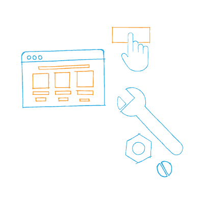 industrial website design wrench and webpage